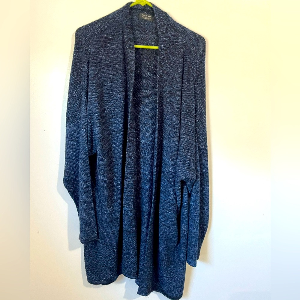 Zara Man Blue Knit Over-Sized Long-Sleeve Wrap - Size: Medium - Like New